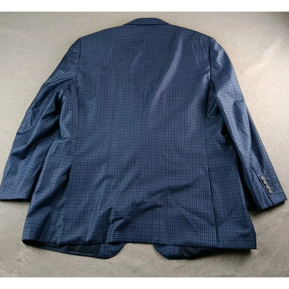 Ermenegildo Zegna Sport Coat Mens 52 Blue Gingham Wool Mila Italy